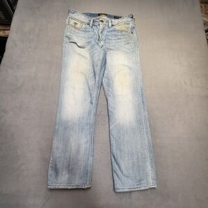 Guess Jeans Mens 32x27 Blue Lincoln Slim Straight Distressed Denim